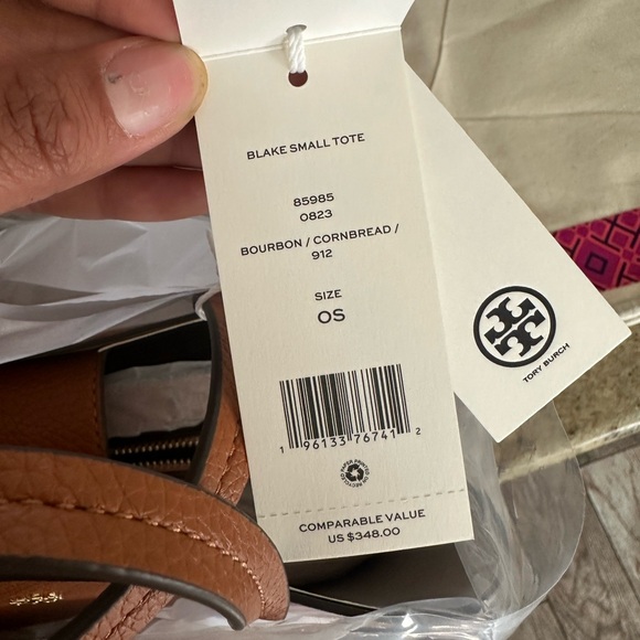 New Tory Burch BLAKE SMALL TOTE BOURBON / CORNBREAD - Picture 7 of 8